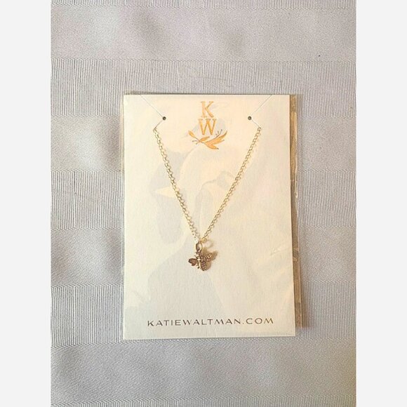 Honey Bee Charm Necklace – Petite Bronze Bee Pendant on 18" Gold Filled Chain - Picture 4 of 5